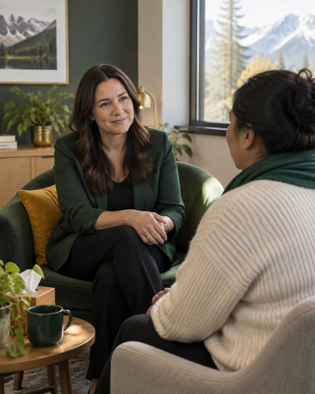 A caring confidential support conversation between two women